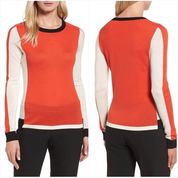Boss Ferda Colorblock Sweater Sz L - Picture 1 of 8